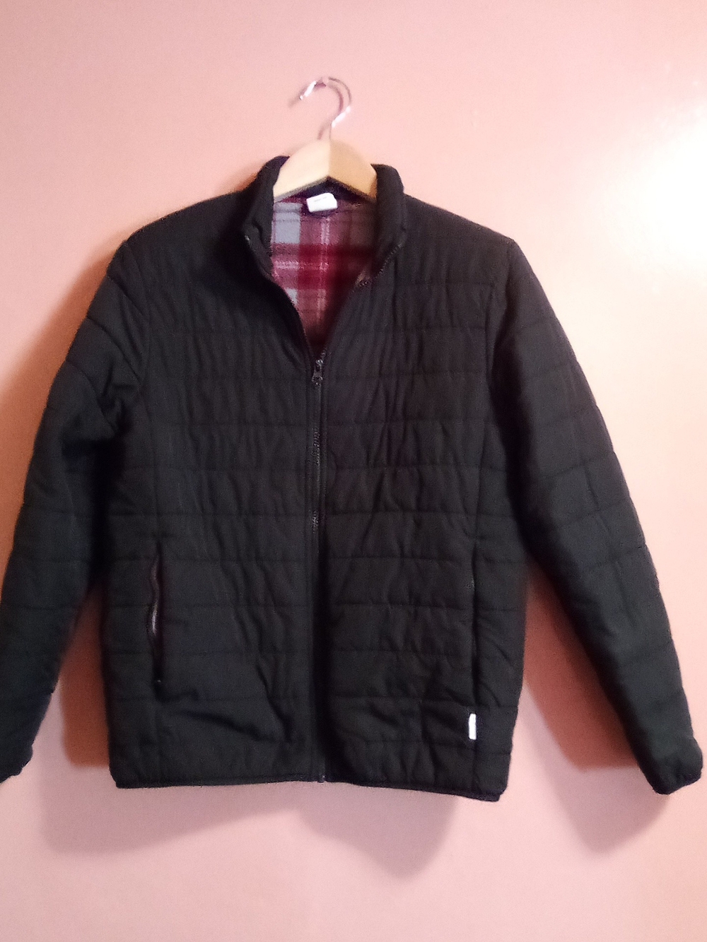 Men's Black Quilted Zip-Up Jacket ( Bag H )